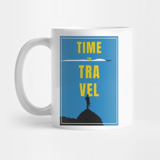 Time To Travel Graphic Art In Blue-Yellow Mug